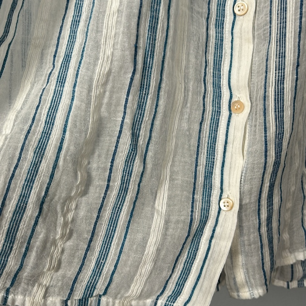 Bsbee khadi cotton button-down sleeveless shirt in striped loose body shirt S - Picture 5 of 13